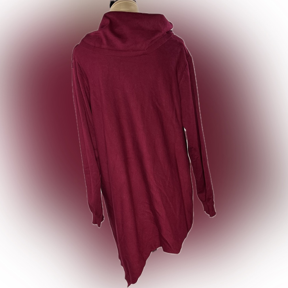 Lee Burgundy Women's Sweater with Fringe Detail, Size 1X - Picture 4 of 11